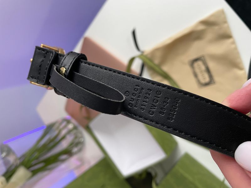Gucci Leather Belt With Double G Gold Buckle 66142 фото