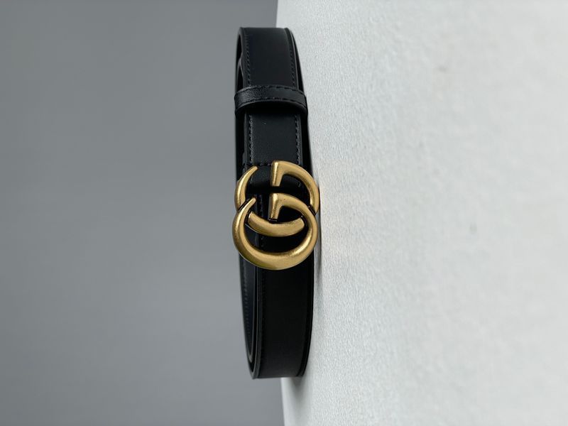 Gucci Leather Belt With Double G Gold Buckle 66142 фото