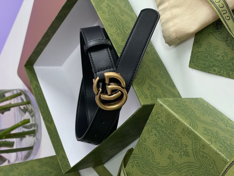 Gucci Leather Belt With Double G Gold Buckle 66142 фото