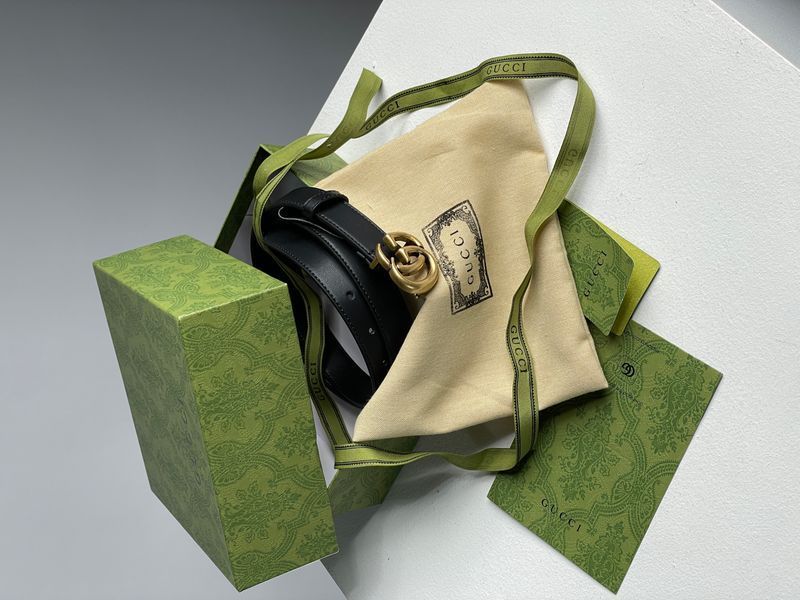 Gucci Leather Belt With Double G Gold Buckle 66142 фото