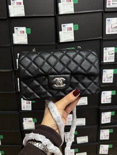 Chanel Classic 1.55 Small Single Flap in Black/Silver Коробка магніт pr2930 фото