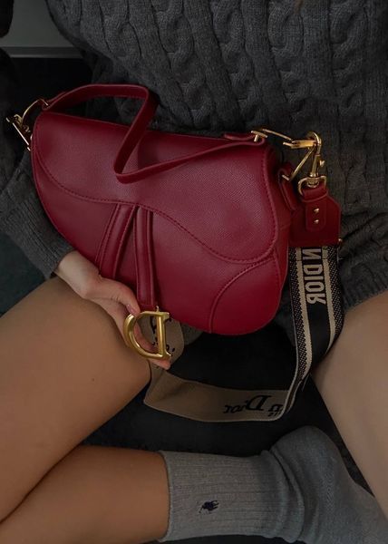 Saddle Bag with Strap Cherry Red Grained Calfskin [коробка кришка-дно] pr09987 фото