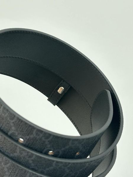 Gucci Belt with Interlocking G Buckle &mdash; шкіряний ремінь у сірій канві (Grey Canvas / Silver) 6616854 фото