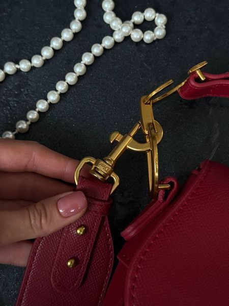 Saddle Bag with Strap Cherry Red Grained Calfskin [коробка кришка-дно] pr09987 фото