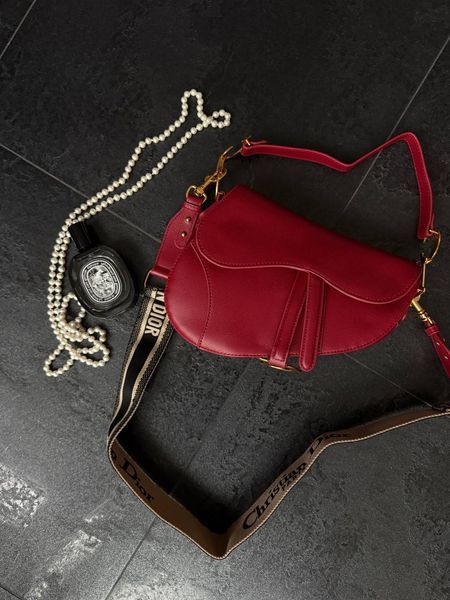 Saddle Bag with Strap Cherry Red Grained Calfskin [коробка кришка-дно] pr09987 фото