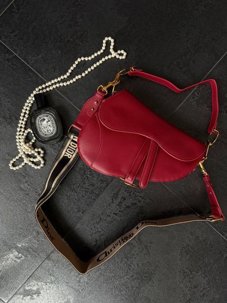Saddle Bag with Strap Cherry Red Grained Calfskin [коробка кришка-дно] pr09987 фото