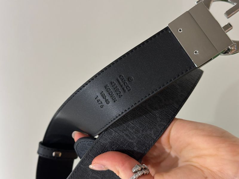 Gucci Belt with Interlocking G Buckle &mdash; шкіряний ремінь у сірій канві (Grey Canvas / Silver) 6616854 фото