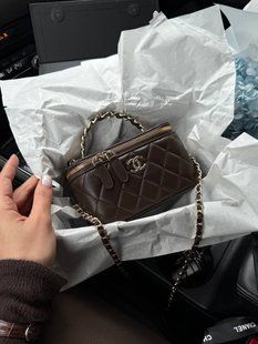 Chanel Classic Brown/Gold Lambskin Pearl Crush Vanity Bag Магнітна Коробка pr2901 фото