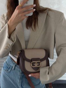 Coach Morgan Saddle Bag In Colorblock Signature Canvas [крафтова коробка](інший колір ремінця) co5020 фото