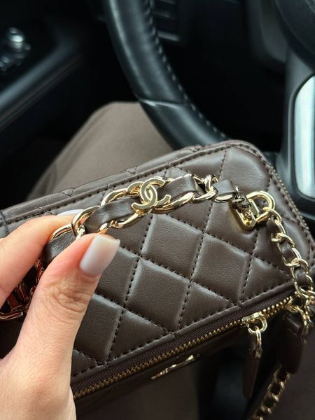 Chanel Classic Brown/Gold Lambskin Pearl Crush Vanity Bag Магнітна Коробка pr2901 фото