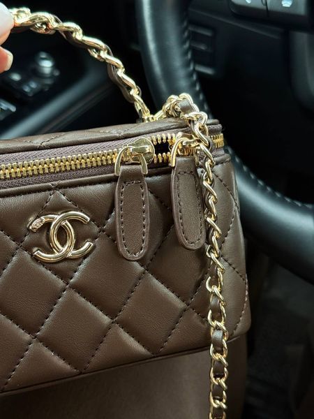 Chanel Classic Brown/Gold Lambskin Pearl Crush Vanity Bag Магнітна Коробка pr2901 фото