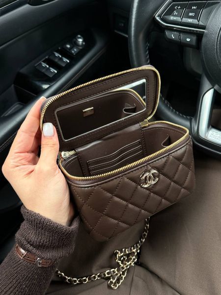 Chanel Classic Brown/Gold Lambskin Pearl Crush Vanity Bag Магнітна Коробка pr2901 фото