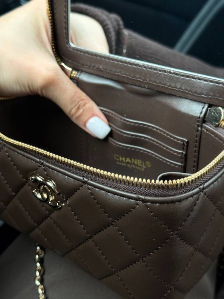Chanel Classic Brown/Gold Lambskin Pearl Crush Vanity Bag Магнітна Коробка pr2901 фото