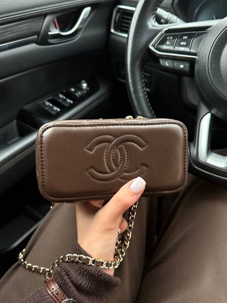 Chanel Classic Brown/Gold Lambskin Pearl Crush Vanity Bag Магнітна Коробка pr2901 фото
