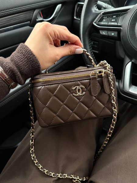 Chanel Classic Brown/Gold Lambskin Pearl Crush Vanity Bag Магнітна Коробка pr2901 фото