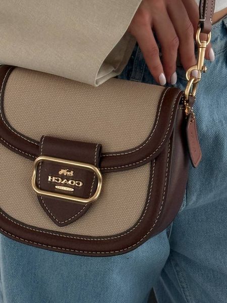 Coach Morgan Saddle Bag In Colorblock Signature Canvas [крафтова коробка](інший колір ремінця) co5020 фото