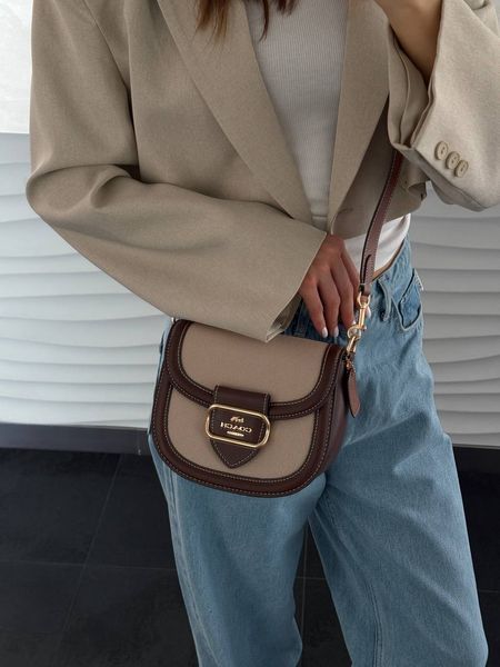 Coach Morgan Saddle Bag In Colorblock Signature Canvas [крафтова коробка](інший колір ремінця) co5020 фото