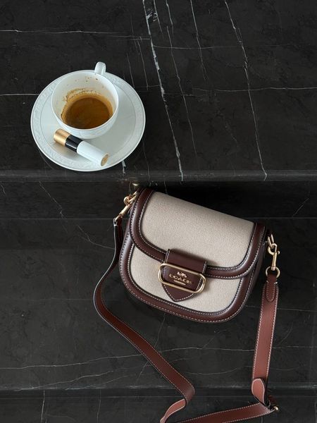 Coach Morgan Saddle Bag In Colorblock Signature Canvas [крафтова коробка](інший колір ремінця) co5020 фото
