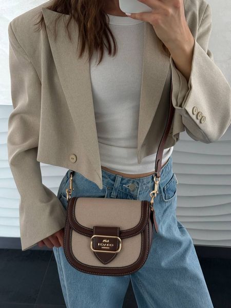 Coach Morgan Saddle Bag In Colorblock Signature Canvas [крафтова коробка](інший колір ремінця) co5020 фото