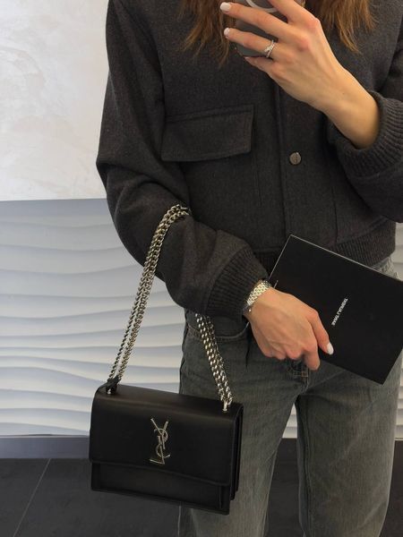 Yves Saint Laurent Medium Sunset in Smooth Leather Black/Silver [МАГНІТНА + Захисна коробка] pr0012 фото