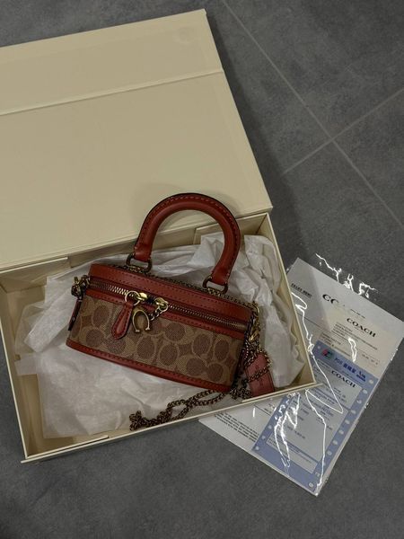 Coach Trail Crossbody 17 With Pillow Quilting In Signature Canvas Brown [оригінальна магнітна брендована коробка] pr0077 фото