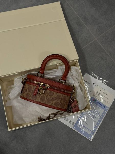 Coach Trail Crossbody 17 With Pillow Quilting In Signature Canvas Brown [оригінальна магнітна брендована коробка] pr0077 фото