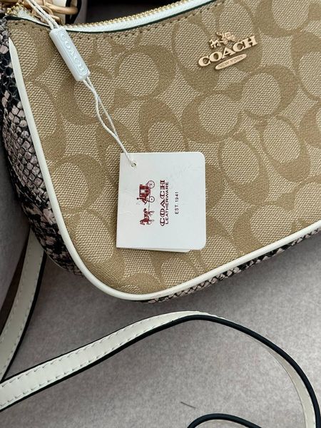 Coach Coach Teri Shoulder Bag In Signature Canvas Snake/Beige [крафтова брендована коробка] pr97048 фото