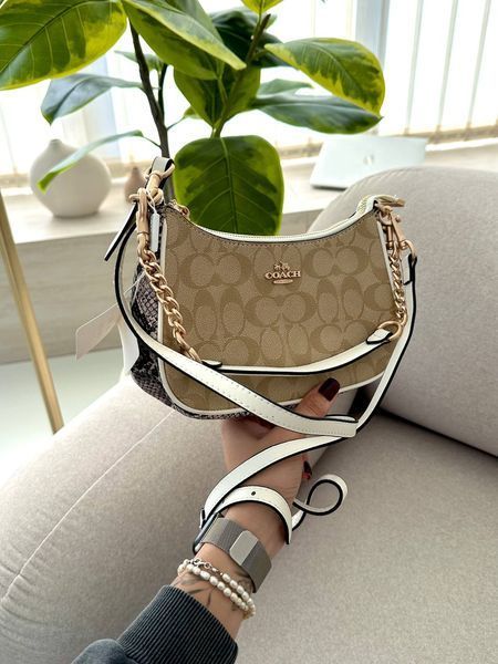 Coach Coach Teri Shoulder Bag In Signature Canvas Snake/Beige [крафтова брендована коробка] pr97048 фото