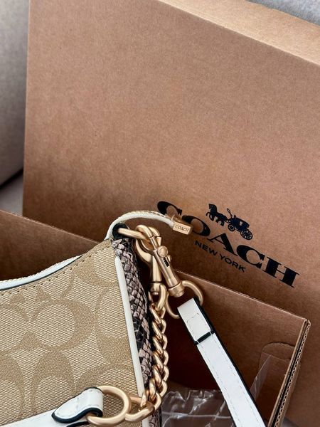 Coach Coach Teri Shoulder Bag In Signature Canvas Snake/Beige [крафтова брендована коробка] pr97048 фото