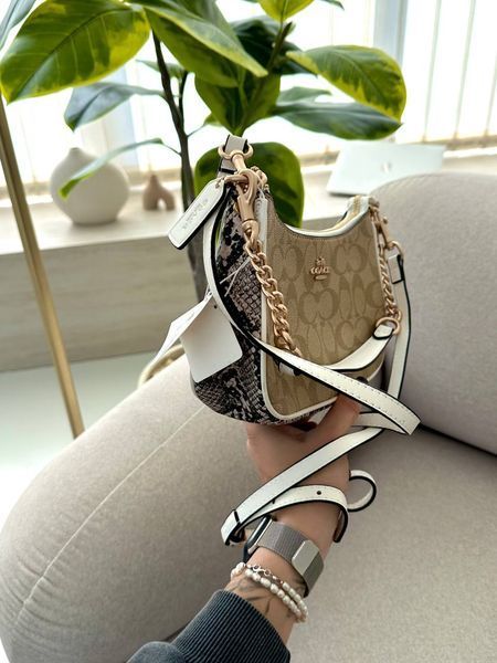 Coach Coach Teri Shoulder Bag In Signature Canvas Snake/Beige [крафтова брендована коробка] pr97048 фото