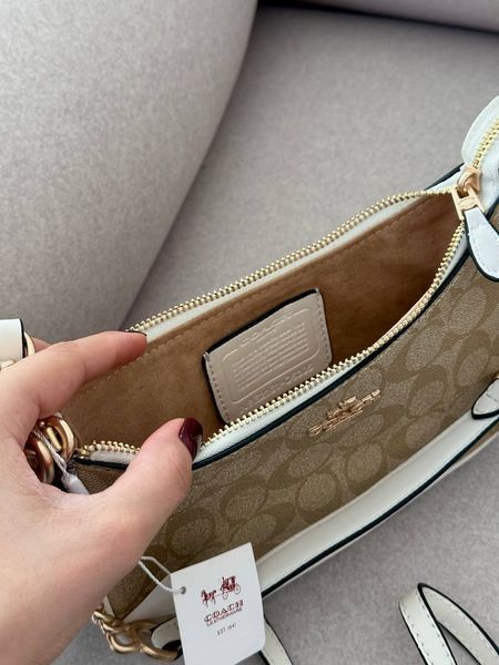 Coach Coach Teri Shoulder Bag In Signature Canvas Snake/Beige [крафтова брендована коробка] pr97048 фото
