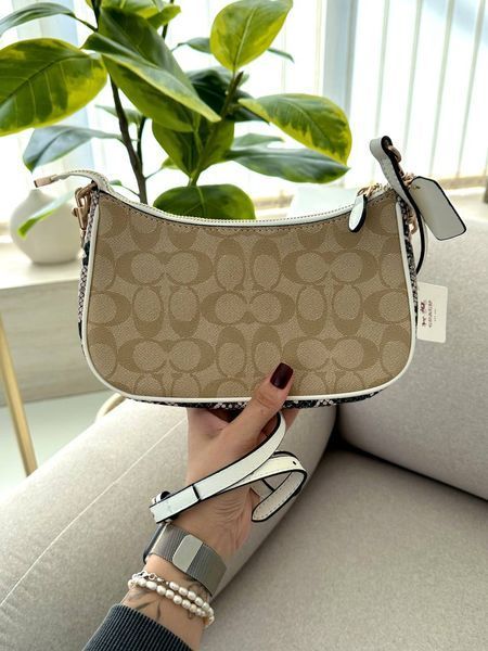 Coach Coach Teri Shoulder Bag In Signature Canvas Snake/Beige [крафтова брендована коробка] pr97048 фото