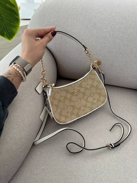 Coach Coach Teri Shoulder Bag In Signature Canvas Snake/Beige [крафтова брендована коробка] pr97048 фото