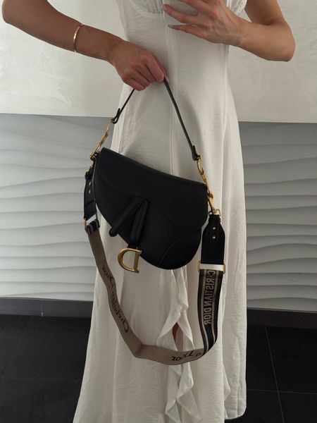 Dior Saddle Bag with Strap MILK Grained Calfskin Black [бренд коробка кришка дно ] pr0035 фото