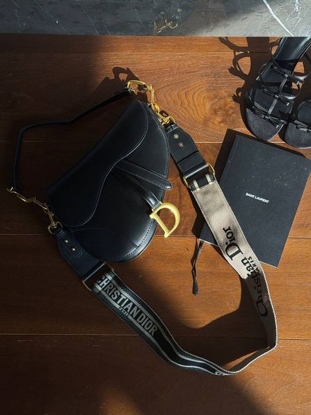 Dior Saddle Bag with Strap MILK Grained Calfskin Black [бренд коробка кришка дно ] pr0035 фото