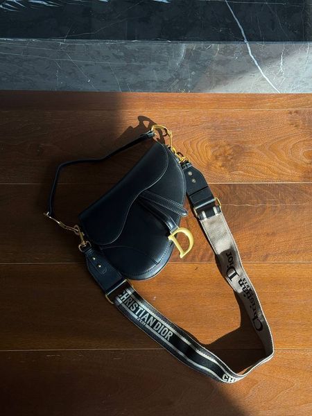 Dior Saddle Bag with Strap MILK Grained Calfskin Black [бренд коробка кришка дно ] pr0035 фото