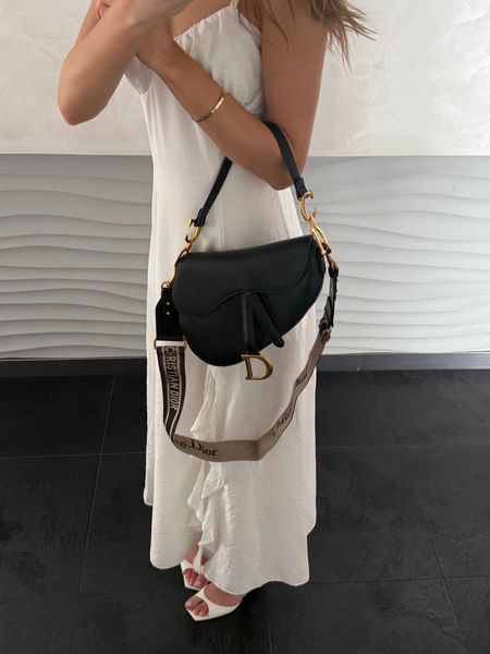 Dior Saddle Bag with Strap MILK Grained Calfskin Black [бренд коробка кришка дно ] pr0035 фото