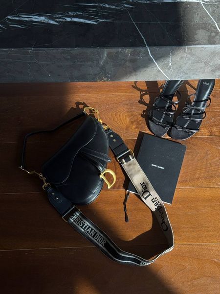 Dior Saddle Bag with Strap MILK Grained Calfskin Black [бренд коробка кришка дно ] pr0035 фото