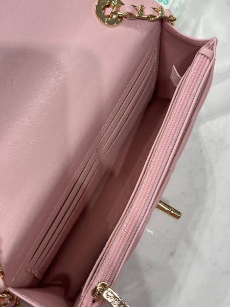 Chanel Calfskin Quilted Perfect Fit Wallet On Chain Pink/Gold Магнітна Коробка pr2981 фото