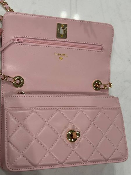 Chanel Calfskin Quilted Perfect Fit Wallet On Chain Pink/Gold Магнітна Коробка pr2981 фото