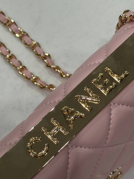 Chanel Calfskin Quilted Perfect Fit Wallet On Chain Pink/Gold Магнітна Коробка pr2981 фото