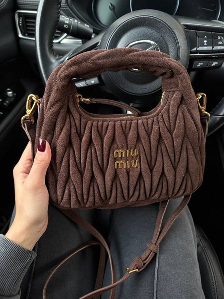 Miu Miu Wander Small matelass&eacute; suede shoulder bag [оригінальна коробка] miu2487 фото