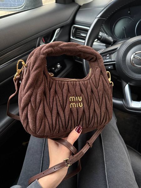 Miu Miu Wander Small matelass&eacute; suede shoulder bag [оригінальна коробка] miu2487 фото