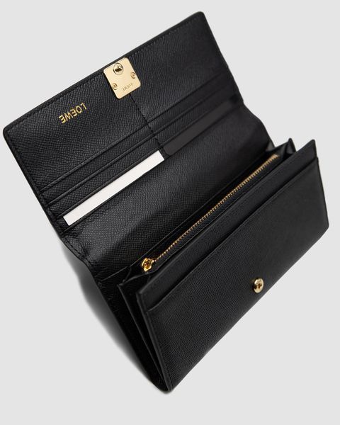 Жіночий гаманець Loewe Anagram Continental із зернистої телячої шкіри, з металевим логотипом 88179 фото