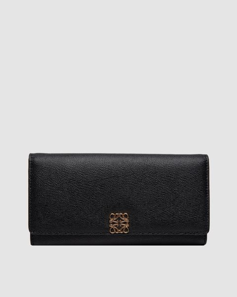 Жіночий гаманець Loewe Anagram Continental із зернистої телячої шкіри, з металевим логотипом 88179 фото