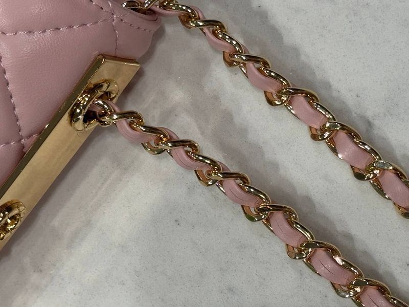 Chanel Calfskin Quilted Perfect Fit Wallet On Chain Pink/Gold Магнітна Коробка pr2981 фото