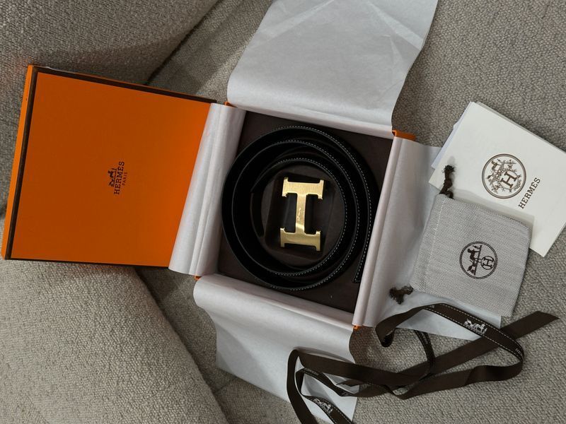 Hermes Constance Belt із крокодилової шкіри Porosus Black/Gold 6617431 фото