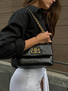 Balenciaga Monaco Mini Chain Bag Black/Gold B1200 фото