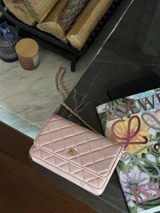 Chanel Classic Wallet on Chain Quilted Caviar Pink/Gold Магнітна Коробка pr3791 фото