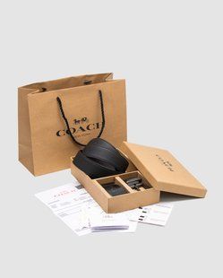 Coach Belt Kit із шкіри Polished Pebble Black/Black Fittings 6616131 фото